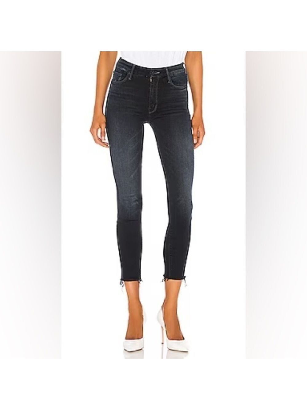 Mother High Waisted Looker Ankle Fray Jeans Size 25
